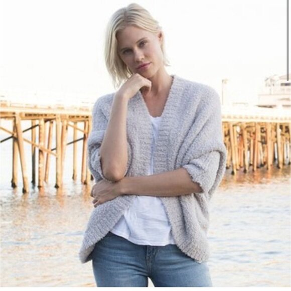 Barefoot Dreams Cozy Chic Gray Open Cardigan Sweater Size Small Loungewear Cozy - Picture 3 of 13